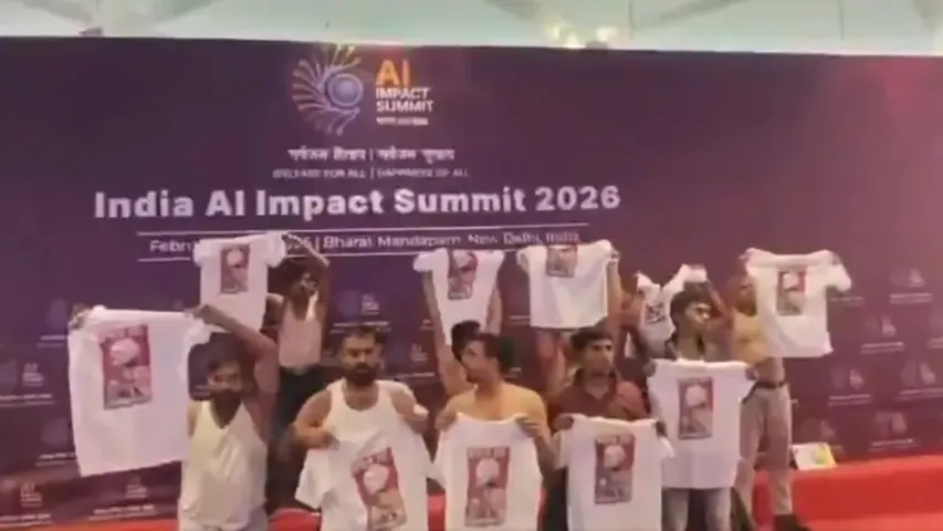 youth congress protest at AI SUMMIT