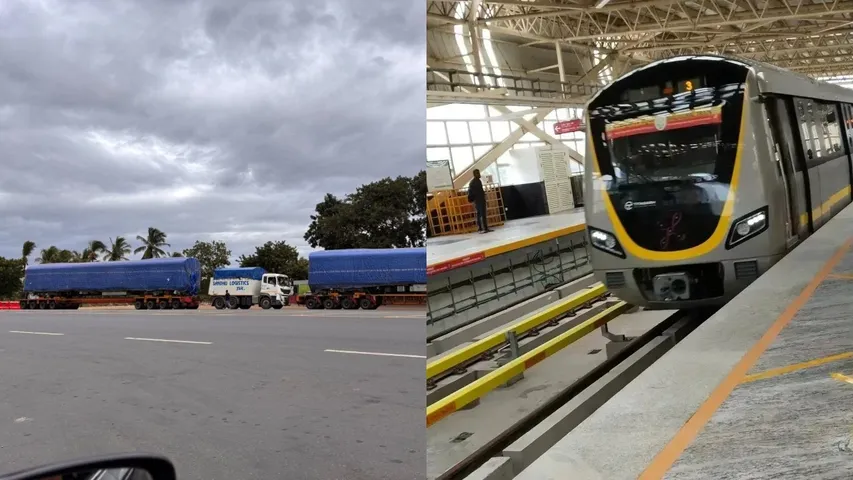 5TH YELLOW LINE METRO TRAIN ARRIVES IN BENGALURU