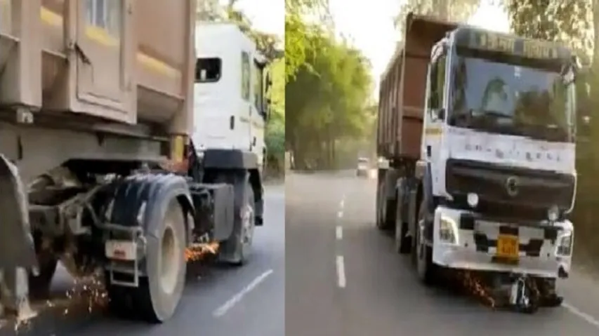 Truck drags kid