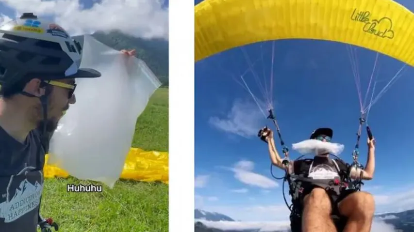 para-glider catch clouds