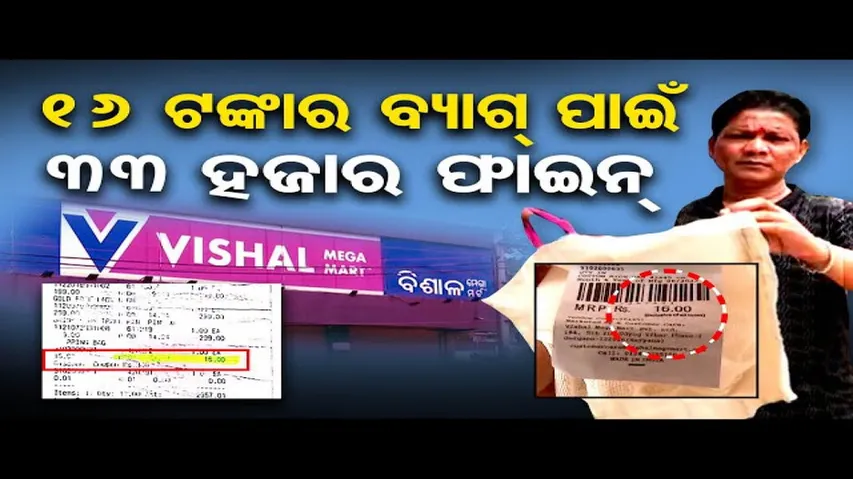 ୧୬ ଟଙ୍କାର ବ୍ୟାଗ ପାଇଁ ୩୩ ହଜାର ଫାଇନ