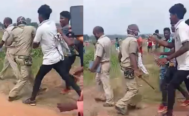 ପୁଲିସକୁ ଗୋଡ଼ାଇ ଗୋଡ଼ାଇ ପିଟିଲେ