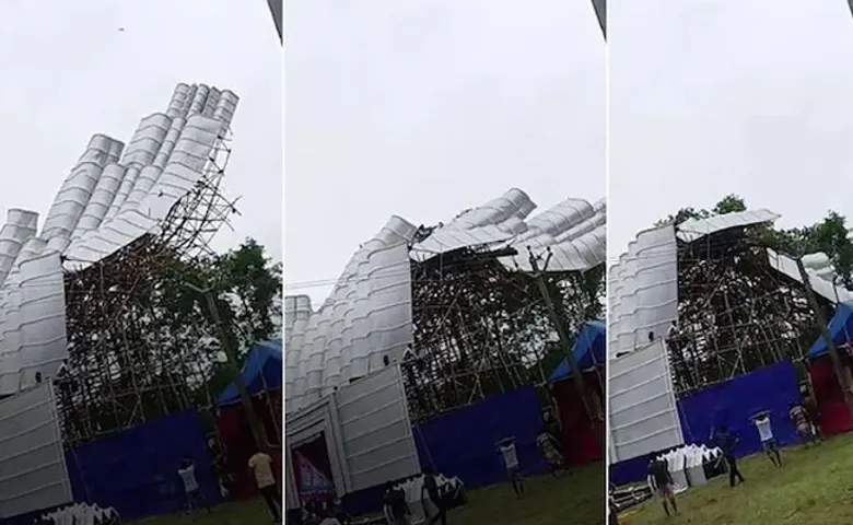 କାଳୀପୂଜା ପେଣ୍ଡାଲକୁ ଉଡ଼ାଇ ନେଲା ବାତ୍ୟା ‘ସିତ୍ରାଙ୍ଗ’