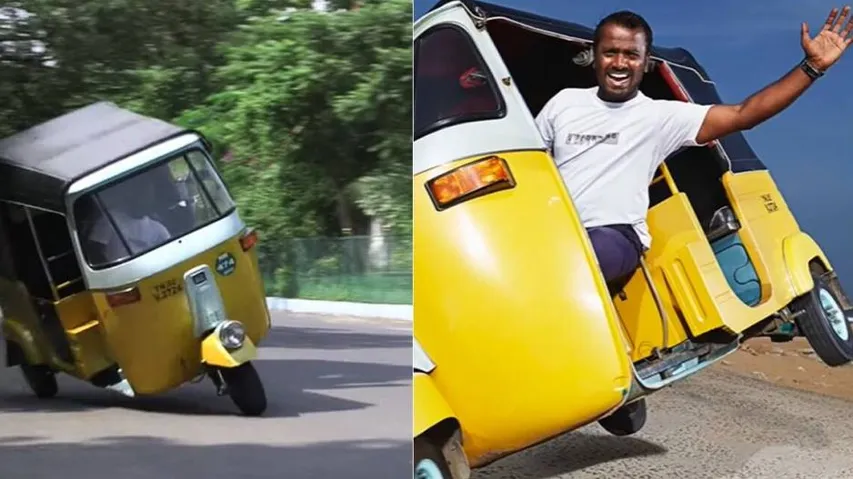 Driver made record by driving auto on two wheels