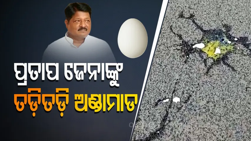 Throwing egg to minister pratap jena