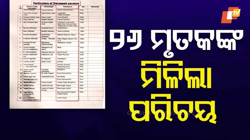 ୨୬ ମୃତକଙ୍କ ମିଳିଲା ପରିଚୟ ।