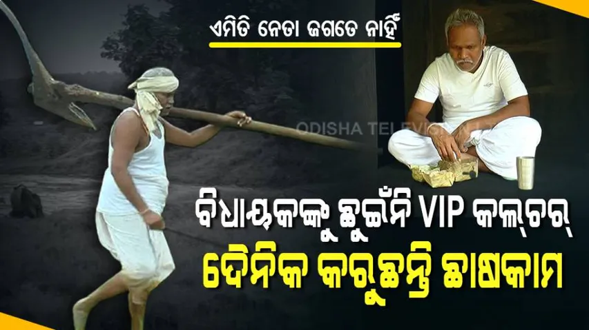 ଜଣେ ନିଆରା ନେତା : ସାଧାରଣ ଚାଷୀଙ୍କ ପରି କାଦୁଅ ବିଲରେ କାମ କରୁଛନ୍ତି, ଠୋଲାରେ ଭାତ ଖାଉଛନ୍ତି, ମାଟି ଘରେ ରହୁଛନ୍ତି