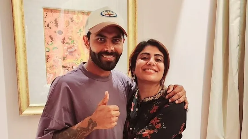 Ravindra Jadeja with wife Rivaba Jadeja