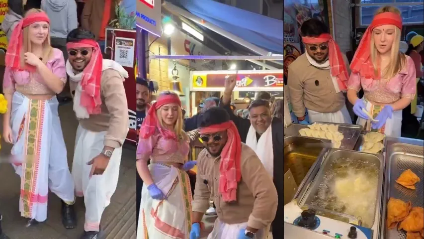 'Samosa lelo Babu...' Viral Bihari’s London Samosa stall welcomes ‘Goriya Devi’ in desi style, watch