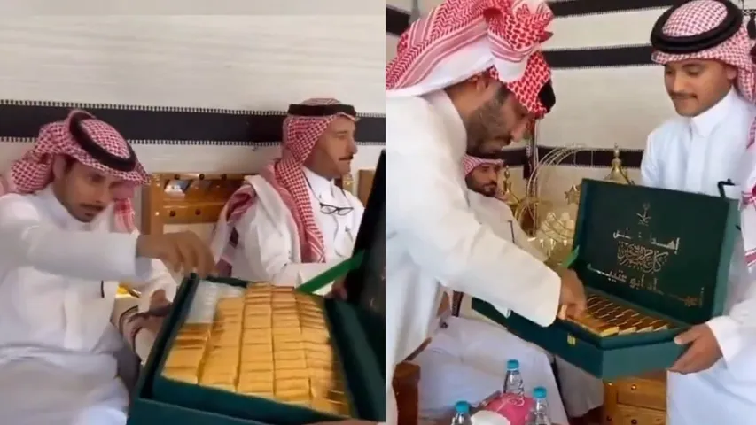Groom’s family welcomed with 24-carat gold biscuits at lavish wedding in Saudi Arabia! Clip goes viral, watch
