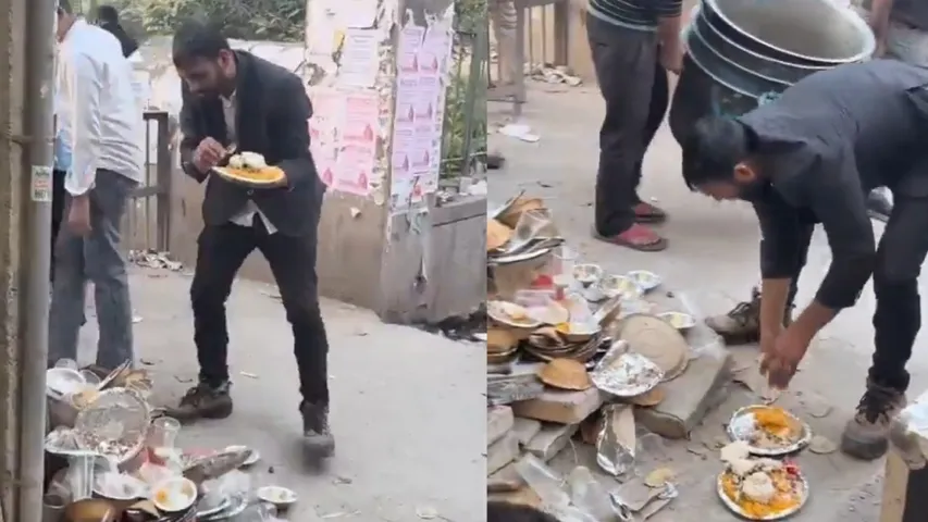 UPSC aspirant in Delhi collects discarded food to feed stray animals! Viral clip wins hearts, watch