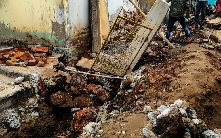 Boundary Wall Collapsed in Bhubaneswar