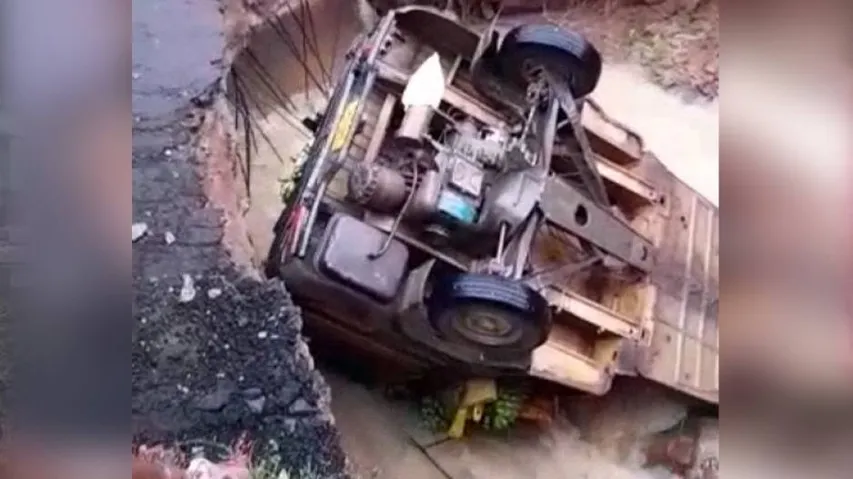 Watch: Auto Swallowed After Road Collapses Due To Flood In Odisha