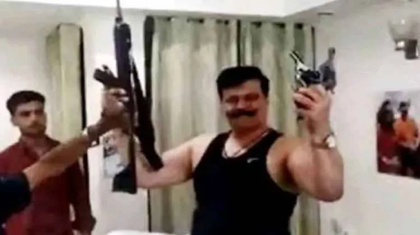 Suspended BJP MLA Champion dances with pistols