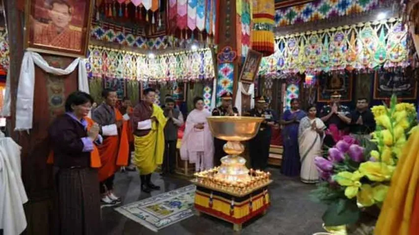 Bhutan King Lights Thousand Lamps In Sushma's Memory