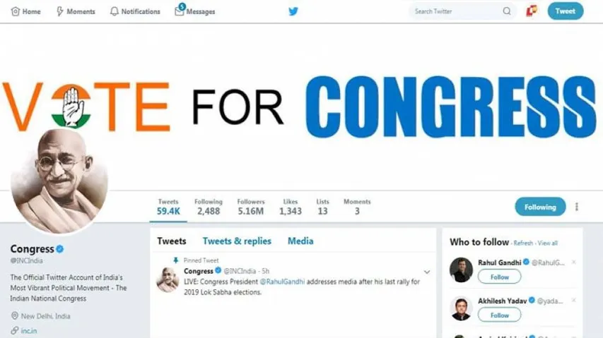 Congress switches to Mahatma Gandhi's image on twitter profile
