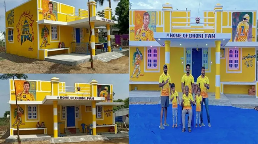 Dhoni Fan Paints His Home Yellow, Makes Thala's Portrait On Wall