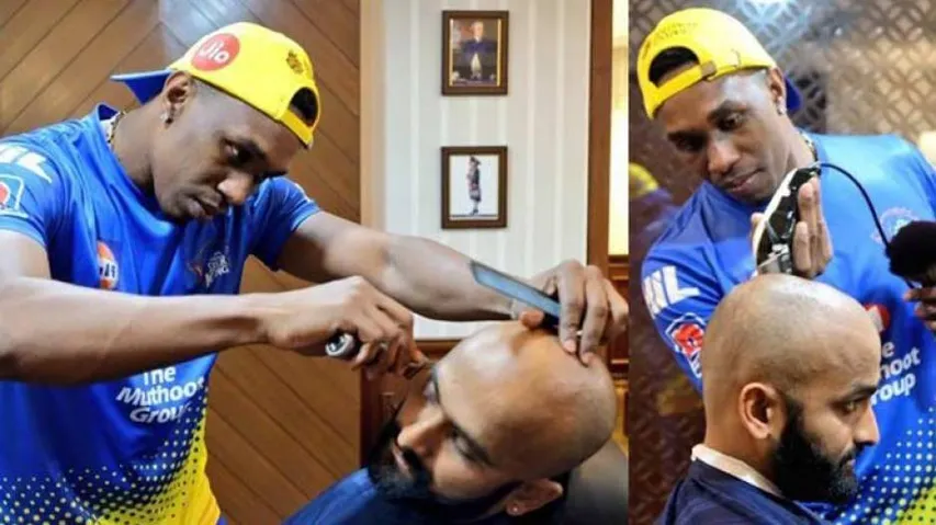 Dwayne Bravo doubles up as barber for CSK team-mate