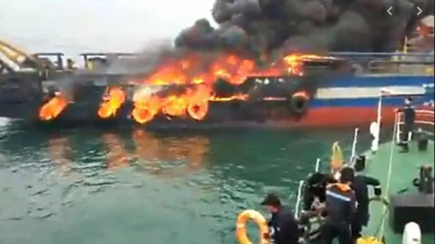 One dead, 13 injured as fire engulfs ship in Visakhapatnam outer port