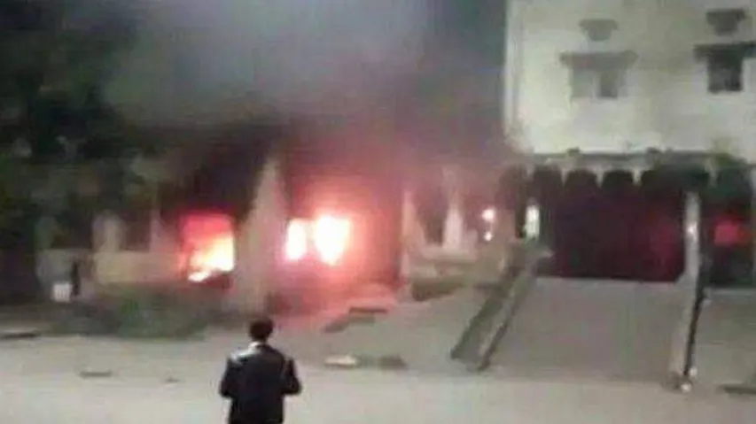 Portion Of Railway Station Complex In Howrah Set On Fire By Protestors