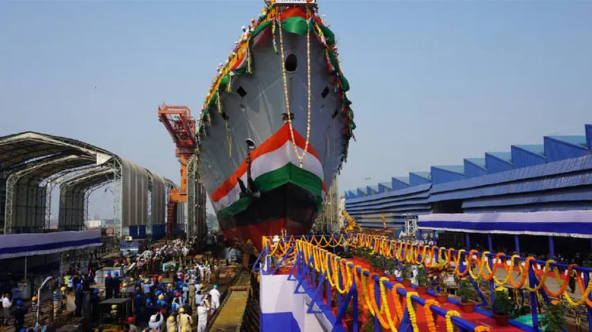Indian Navy's Indigenous Advanced Frigate 'Himgiri' Makes First Contact With Water