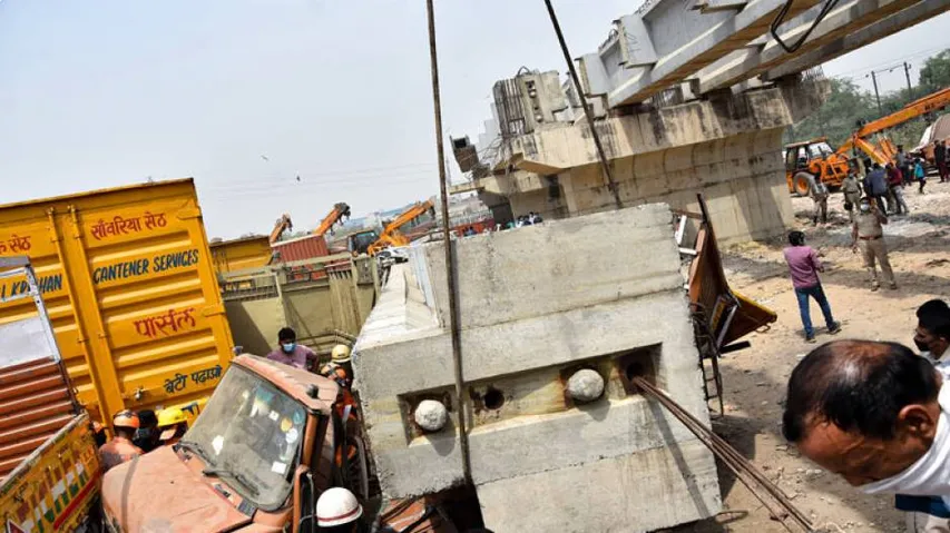 Part Of Under-Construction Bridge Collapses In Delhi