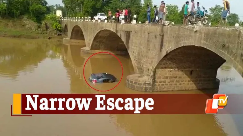 #Watch: Car Falls Off Bridge In Odisha's Malkangiri, Passengers Safely Rescued