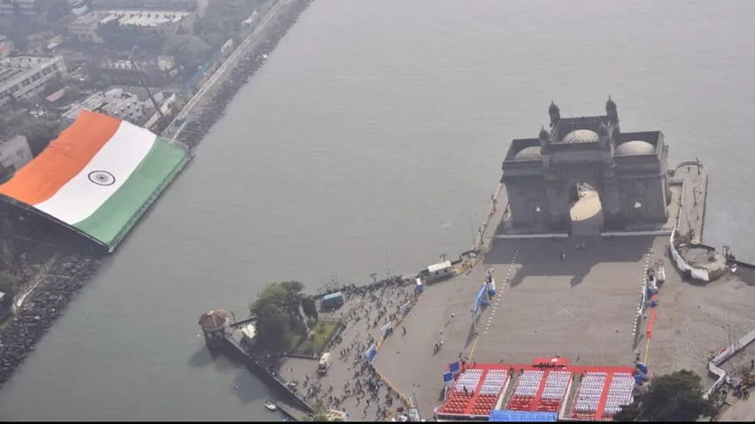 Indian Navy Unveils World's Largest National Flag In Mumbai