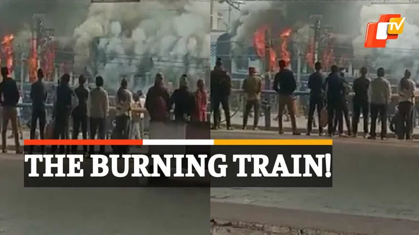 Train On Fire, Fire At Railway Station
