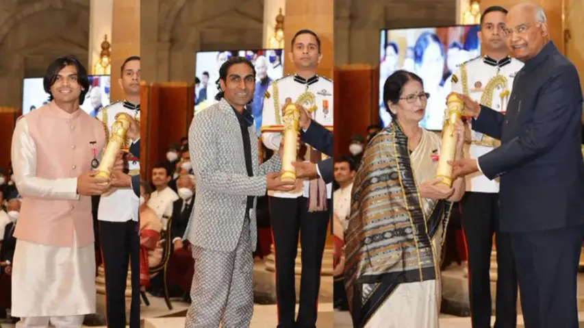 President Kovind Confers Padma Awards To Pratibha Ray, Neeraj Chopra, Pramod Bhagat Among Others