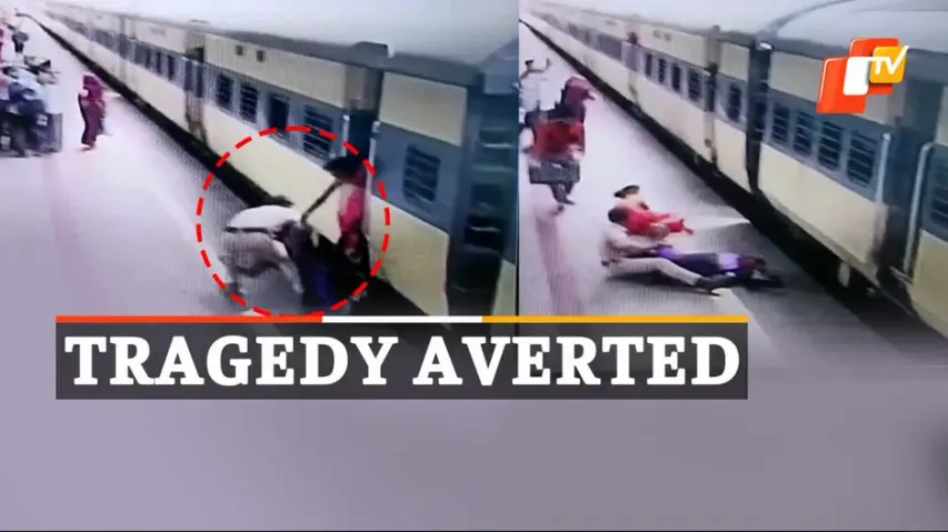 Caught On Cam: RPF Personnel Save Woman From Falling Under Running Train