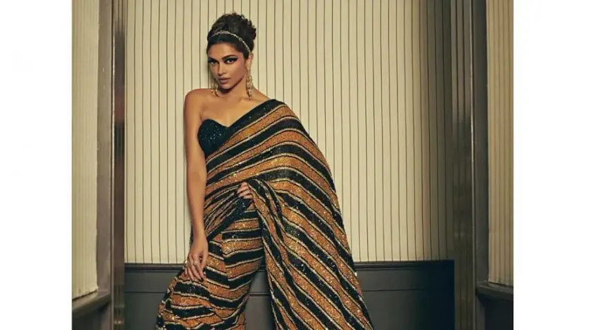 Deepika walks Cannes red carpet in Sabyasachi sari inspired by Royal Bengal tiger