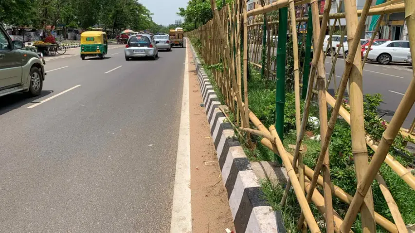 Bamboo fencing in Bhubaneswar Janpath