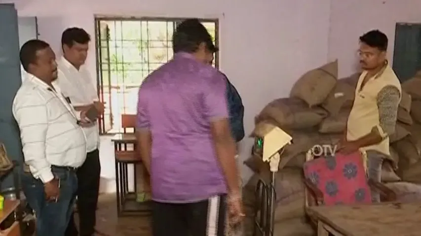 Rice bags being weighed