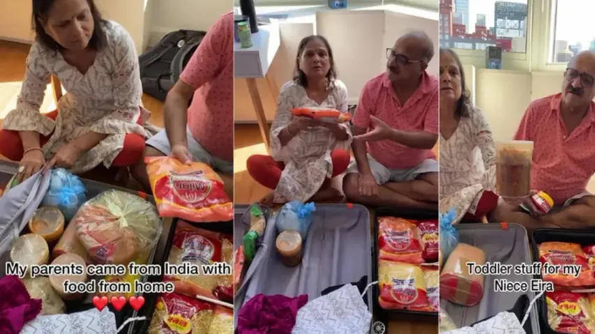 Desi Parents visit children in US with suitcases loads of food items #watch 