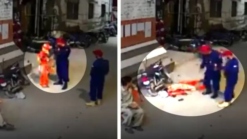 Pakistani security guard kicks pregnant woman