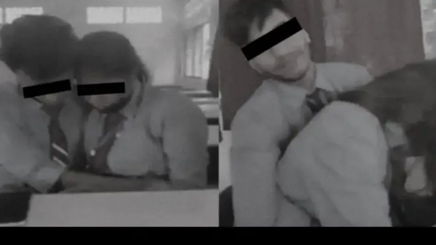 Students caught hugging each other inside classroom