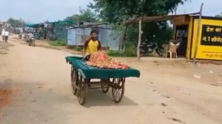 Man carries pregnant wife to hospital on pushing cart
