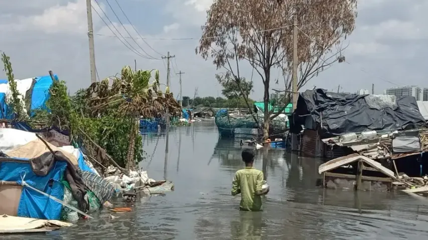 A Bengaluru Slum Flooded By Heavy Rains