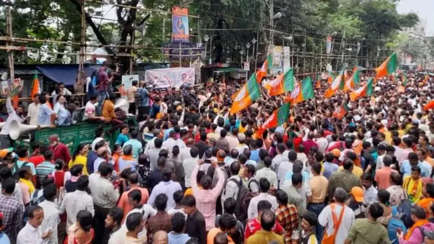 BJP's march to Bengal secretariat takes violent turn; party's state prez stages 'sit-in'