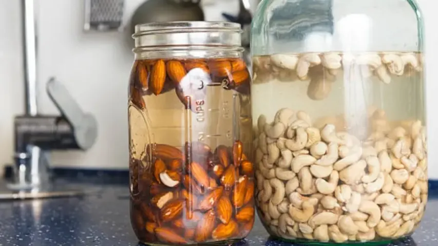 Soaked nuts in jar