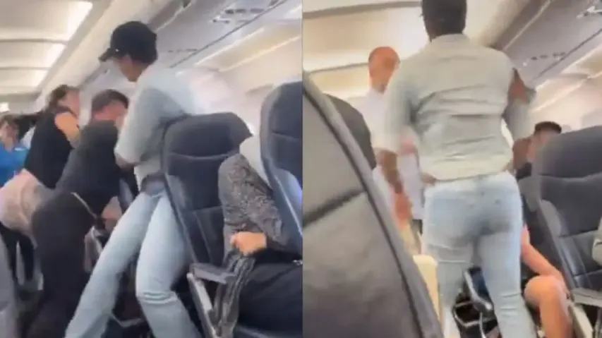 International flight turns battlefield for women, watch