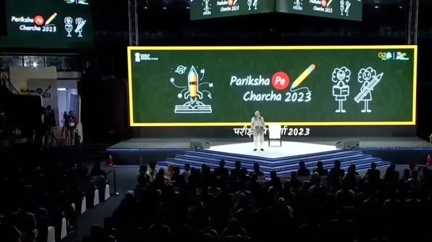 PM Modi at Talkatora Stadium interacting with students 