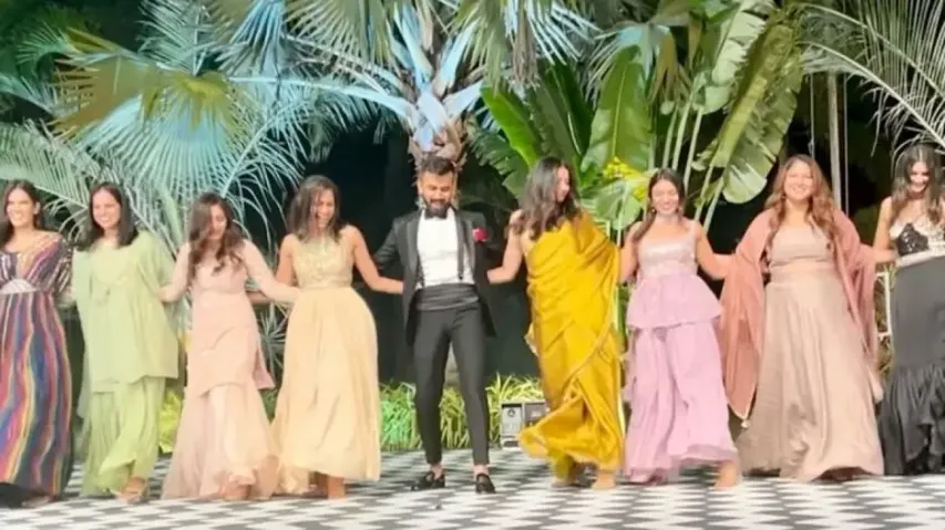 Groom takes over dance floor with hot girls’ squad in SRK’s ‘Kahin Zulf Ka Badal’; see bride’s react