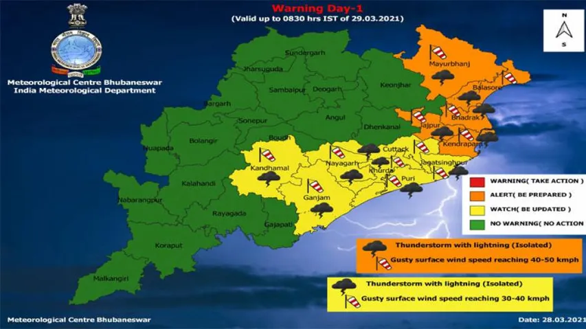 Lightning & Thunderstorm Alert For Odisha; IMD Issues Orange Warning For 5 Districts