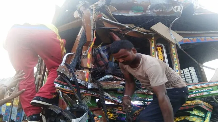 Acid leak after tanker collides with truck
