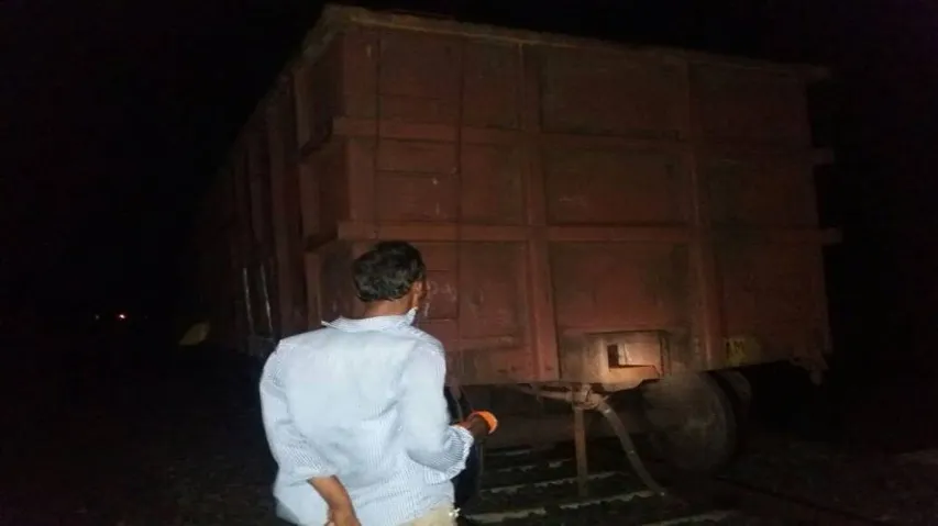 Goods train travels 2 km leaving behind 5 bogies