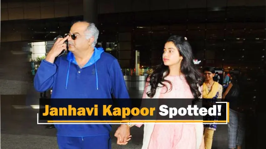 Janhavi Kapoor & Father Boney Kapoor Spotted At Mumbai Airport