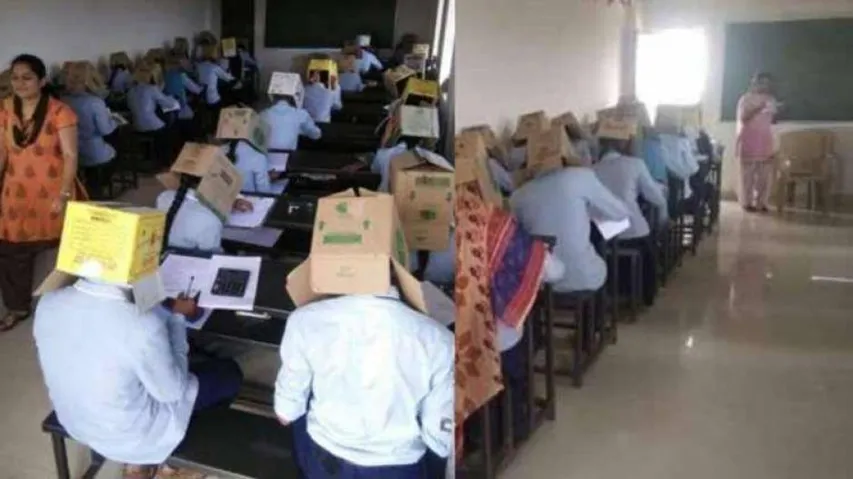 Karnataka Students Made To Wear Cartons To Avoid Copying