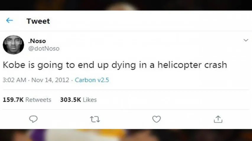 Weird 2012 Tweet Predicted Kobe Bryant's Death In Chopper Crash?